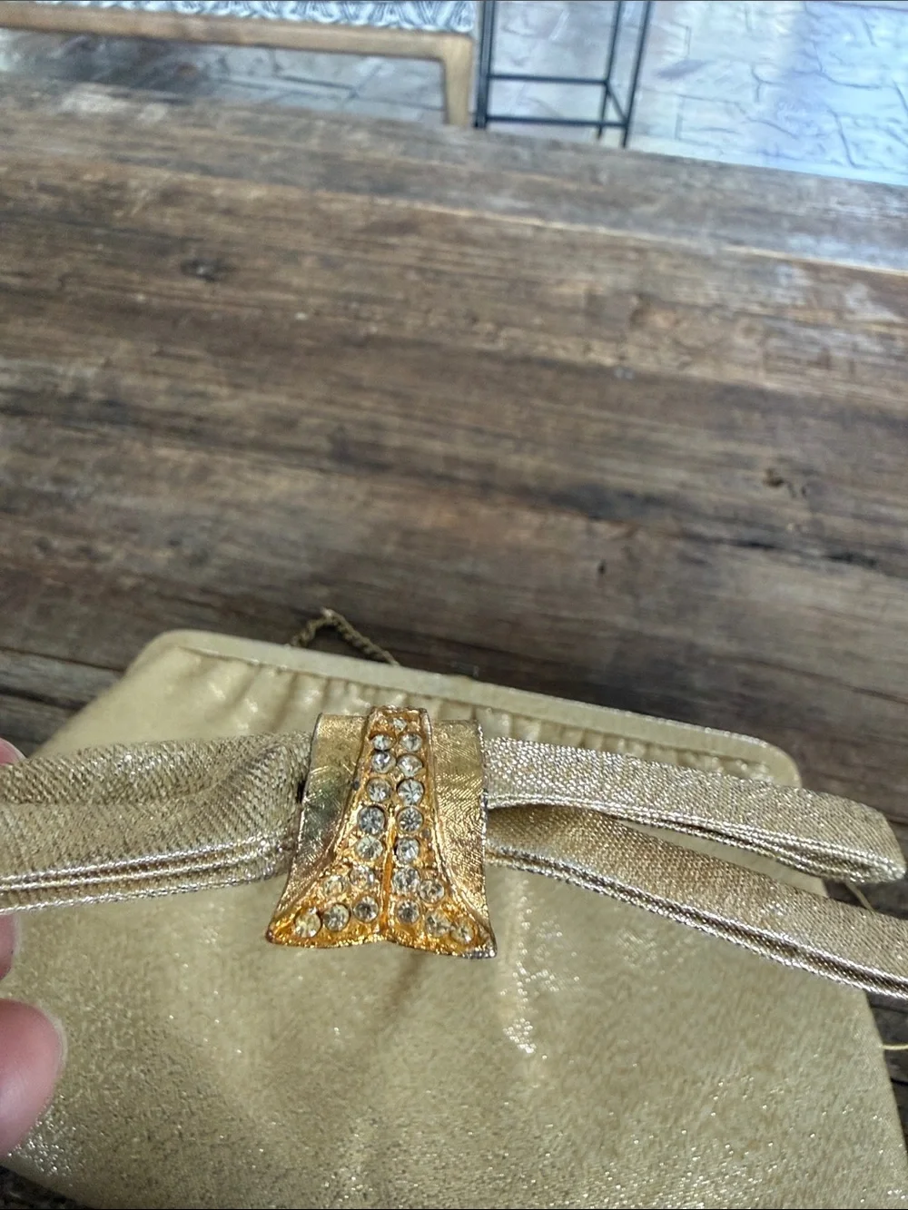 Vintage Gold Evening Chain-Handle Clutch Bag